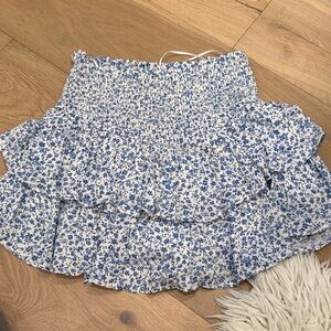 Altar'd State Blue and White Floral Mini Skirt